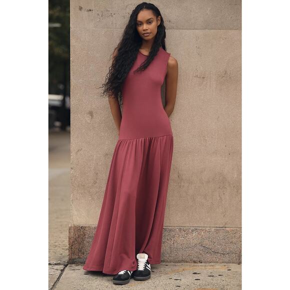[Anthropologie] Daily Practice Red Sleeveless Drop Waist Maxi Dress Sz Medium M - Picture 1 of 11